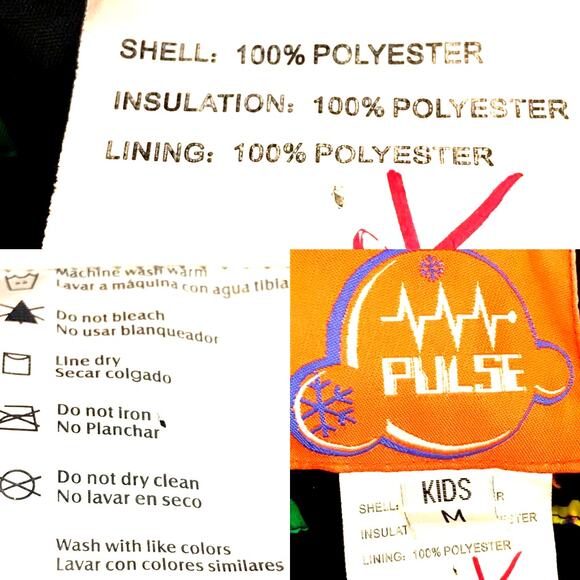 Pulse Puffer Hooded Girls Hooded Black Polka Dot Parka Size M - Picture 3 of 4